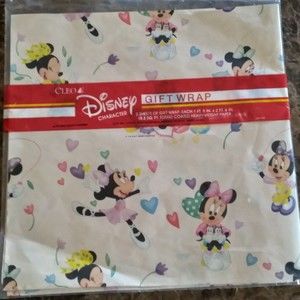 Vintage New Sealed Disney Minnie Mouse Gift Wrapping Paper 8.3 Sq Ft